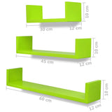 Wall Shelves 6 pcs Green - 45-Degree Angle