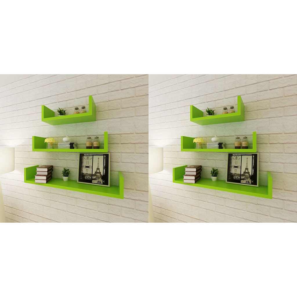 Wall Shelves 6 pcs Green