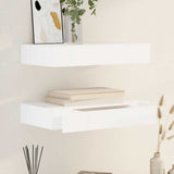 Floating Wall Shelves with Drawers 2 pcs White 48 cm
