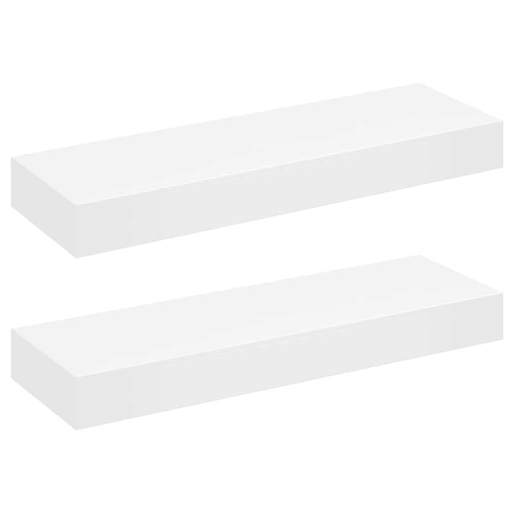 Floating Wall Shelves with Drawers 2 pcs White 80 cm
