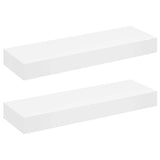 Floating Wall Shelves with Drawers 2 pcs White 80 cm