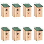Bird Houses 8 pcs Wood 12x12x22 cm