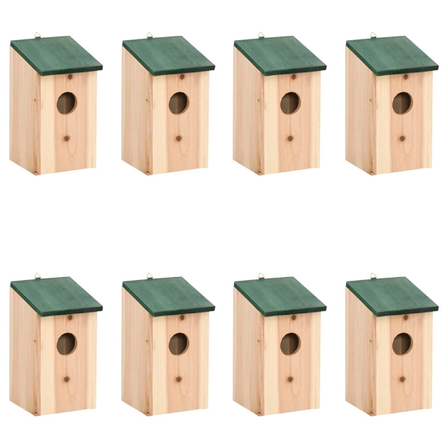 Bird Houses 8 pcs Wood 12x12x22 cm