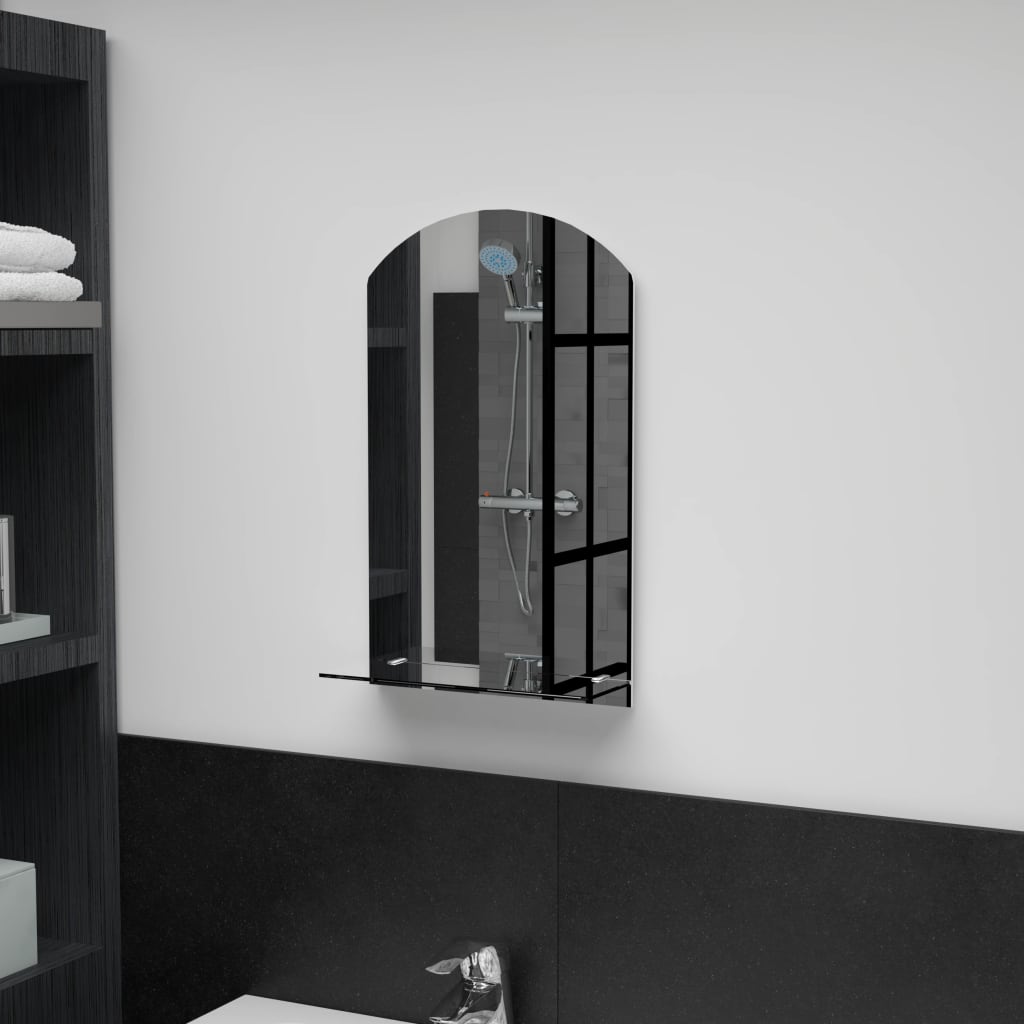 Wall Mirror with Shelf 30x50 cm Tempered Glass
