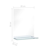 Wall Mirror with Shelf 30x50 cm Tempered Glass - Rear View