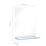 Wall Mirror with Shelf 40x60 cm Tempered Glass - Rear View