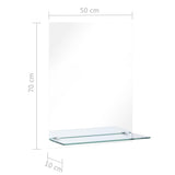 Wall Mirror with Shelf 50x70 cm Tempered Glass - Rear View