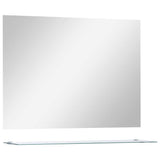 Wall Mirror with Shelf 80x60 cm Tempered Glass - Front View