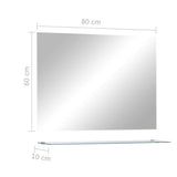 Wall Mirror with Shelf 80x60 cm Tempered Glass - Rear View
