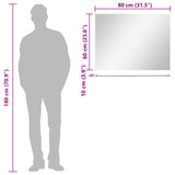 Wall Mirror with Shelf 80x60 cm Tempered Glass - Close-Up Angle