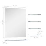 Wall Mirror with 5 Shelves Silver 50x60 cm - Rear View