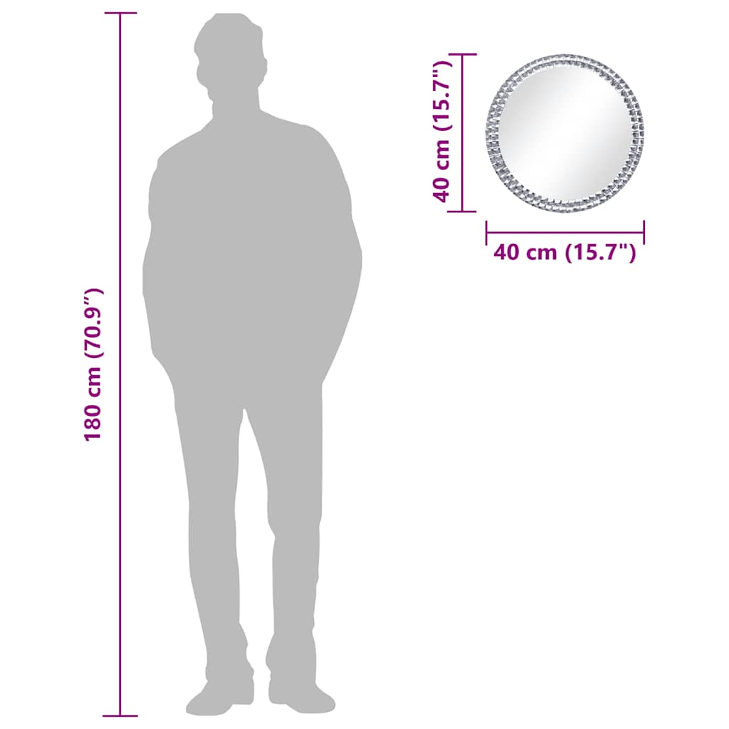 Wall Mirror 40 cm Tempered Glass