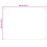 Kitchen Backsplash Transparent 80x60 cm Tempered Glass
