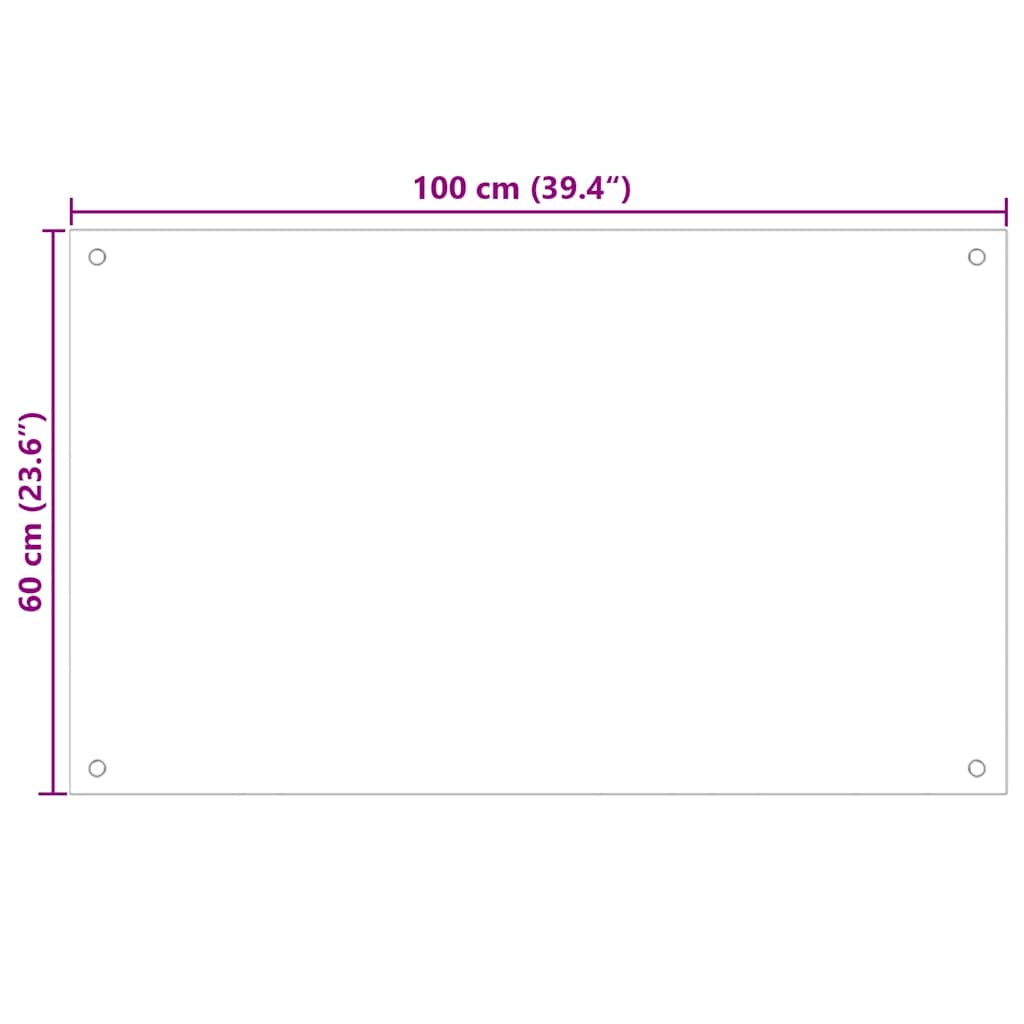 Kitchen Backsplash Transparent 100x60 cm Tempered Glass