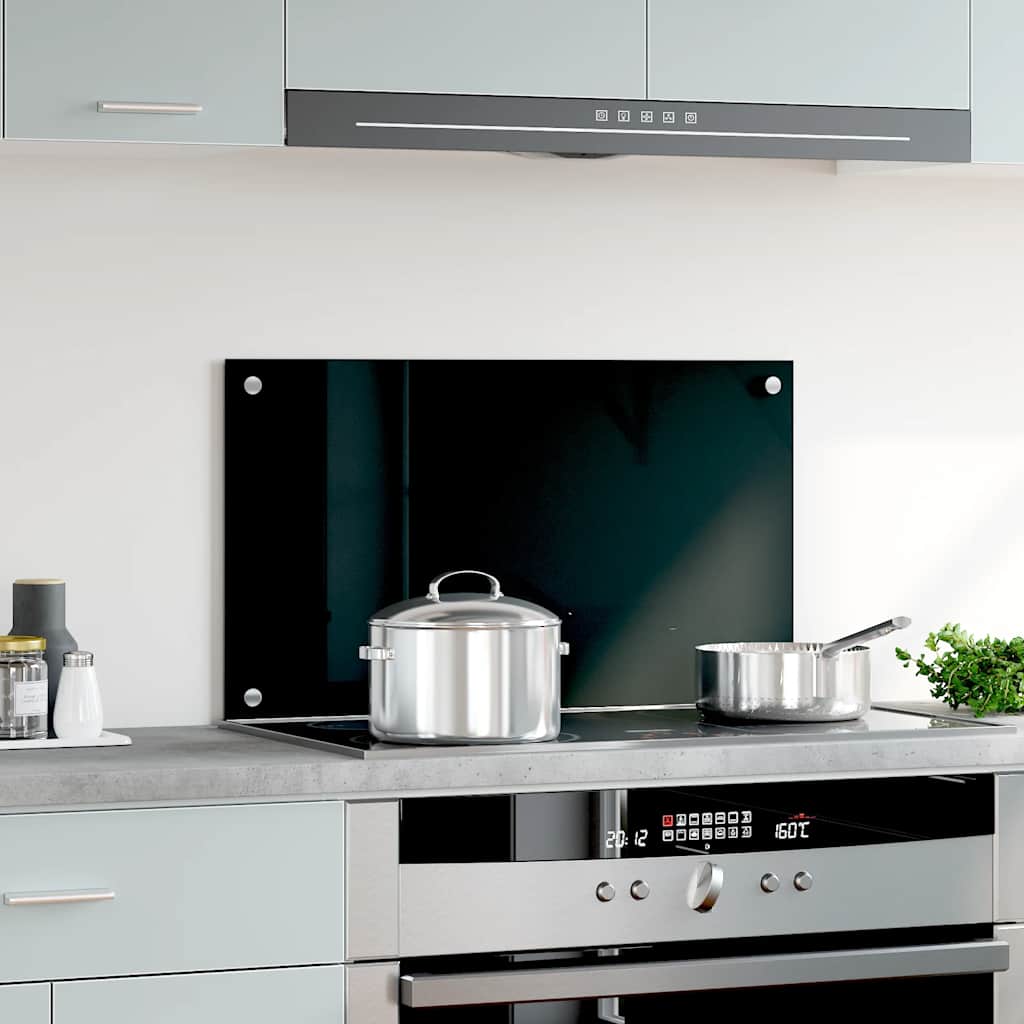 Kitchen Backsplash Black 70x40 cm Tempered Glass