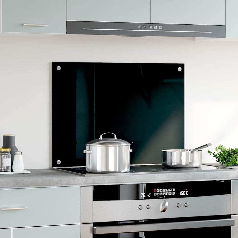 Kitchen Backsplash Black 70x50 cm Tempered Glass