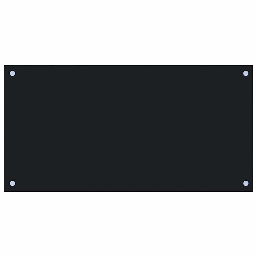 Kitchen Backsplash Black 80x40 cm Tempered Glass