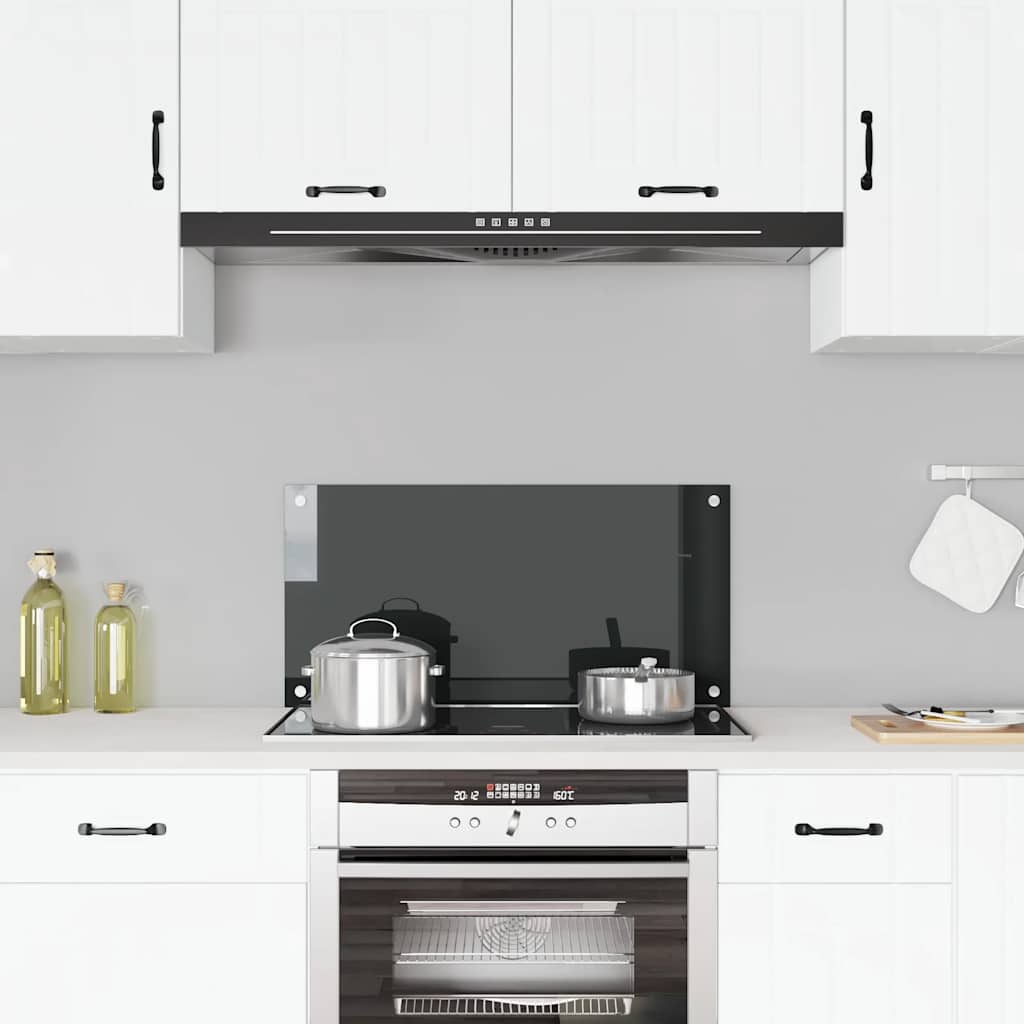 Kitchen Backsplash Black 80x40 cm Tempered Glass