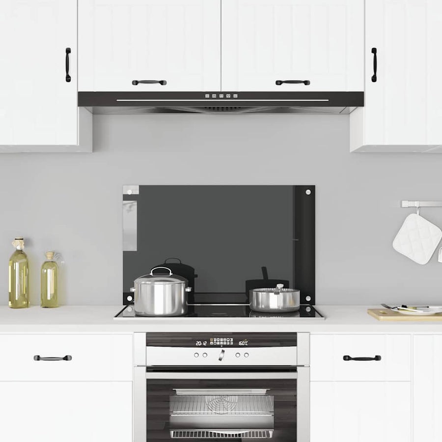 Kitchen Backsplash Black 80x50 cm Tempered Glass