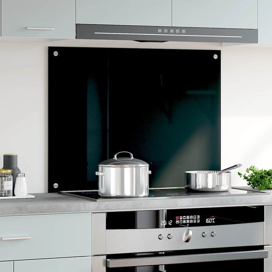 Kitchen Backsplash Black 80x60 cm Tempered Glass