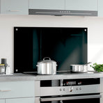 Kitchen Backsplash Black 90x50 cm Tempered Glass