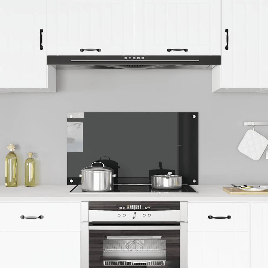 Kitchen Backsplash Black 90x50 cm Tempered Glass