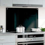 Kitchen Backsplash Black 90x60 cm Tempered Glass