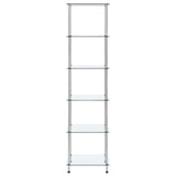 6-Tier Shelf Transparent 40x40x160 cm Tempered Glass - Front View