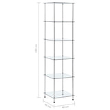 6-Tier Shelf Transparent 40x40x160 cm Tempered Glass