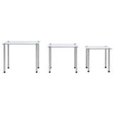 Nesting Tables 3 pcs Transparent Tempered Glass - Front View
