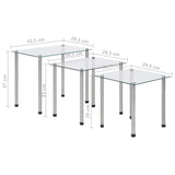 Nesting Tables 3 pcs Transparent Tempered Glass - Extra Image