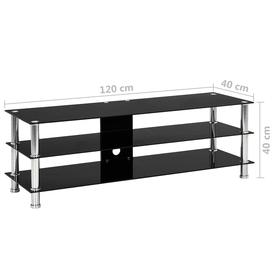 TV Stand Black 120x40x40 cm Tempered Glass