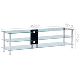 TV Stand Transparent 150x40x40 cm Tempered Glass
