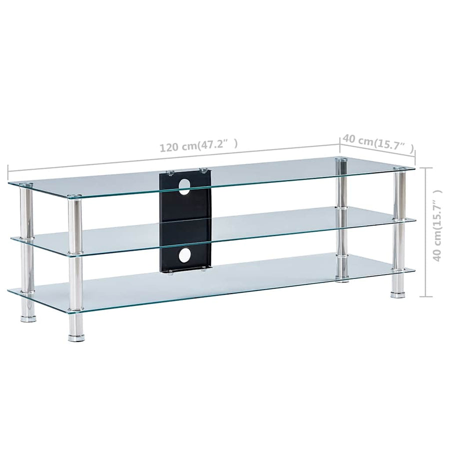 TV Stand Transparent 120x40x40 cm Tempered Glass