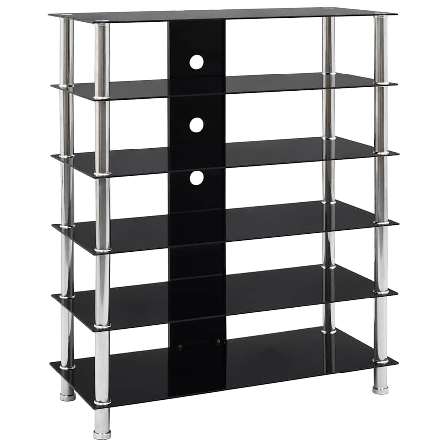 HiFi Stand Black 90x40x113 cm Tempered Glass