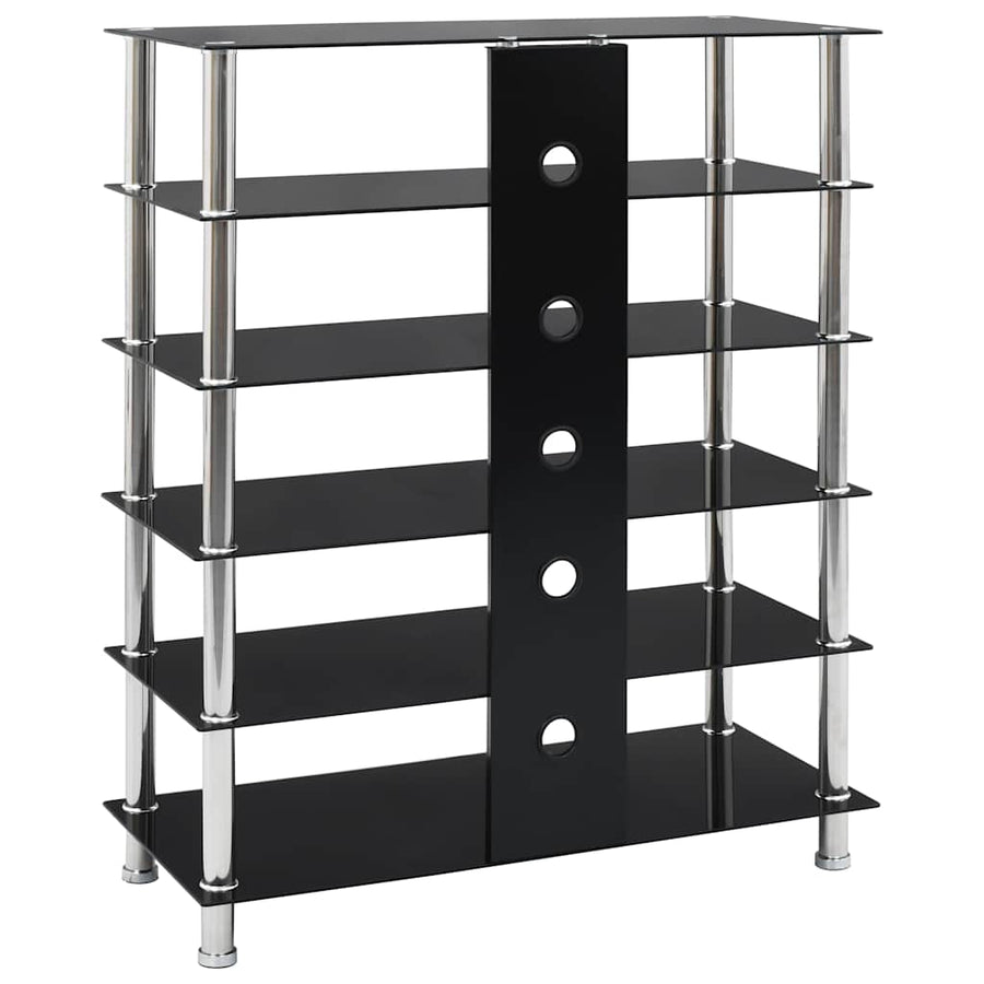 HiFi Stand Black 90x40x113 cm Tempered Glass