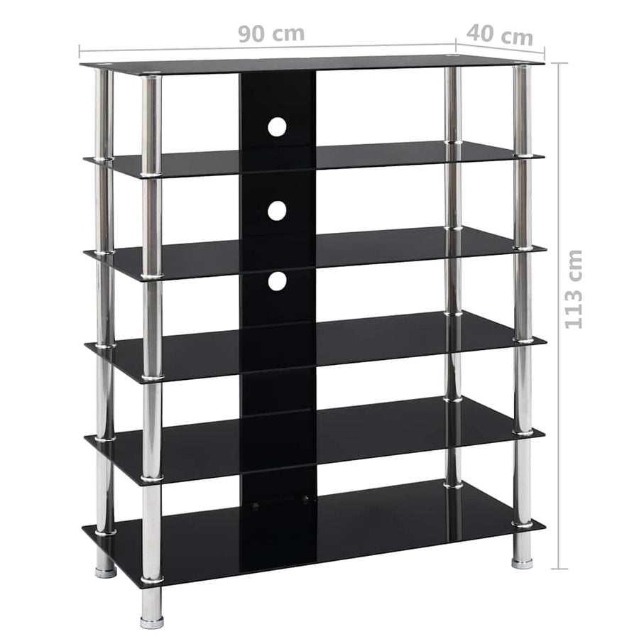 HiFi Stand Black 90x40x113 cm Tempered Glass
