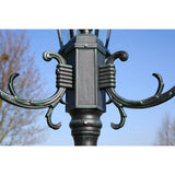 Garden Light Post 3-arms 230 cm Dark Green/Black Aluminium - Top-Down View