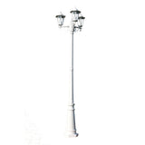 Garden Light Post 3-arms 215 cm White Aluminium - Front View