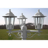 Garden Light Post 3-arms 215 cm White Aluminium - Rear View
