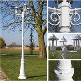 Garden Light Post 3-arms 215 cm White Aluminium - Close-Up Angle