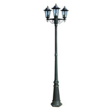 Garden Light Post 3-arms 215 cm Dark Green/Black Aluminium - Front View