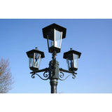 Garden Light Post 3-arms 215 cm Dark Green/Black Aluminium - Side View
