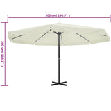Garden Parasol White Aluminium 500 cm - 45-Degree Angle