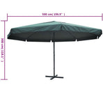 Parasol Green Aluminium 500 cm