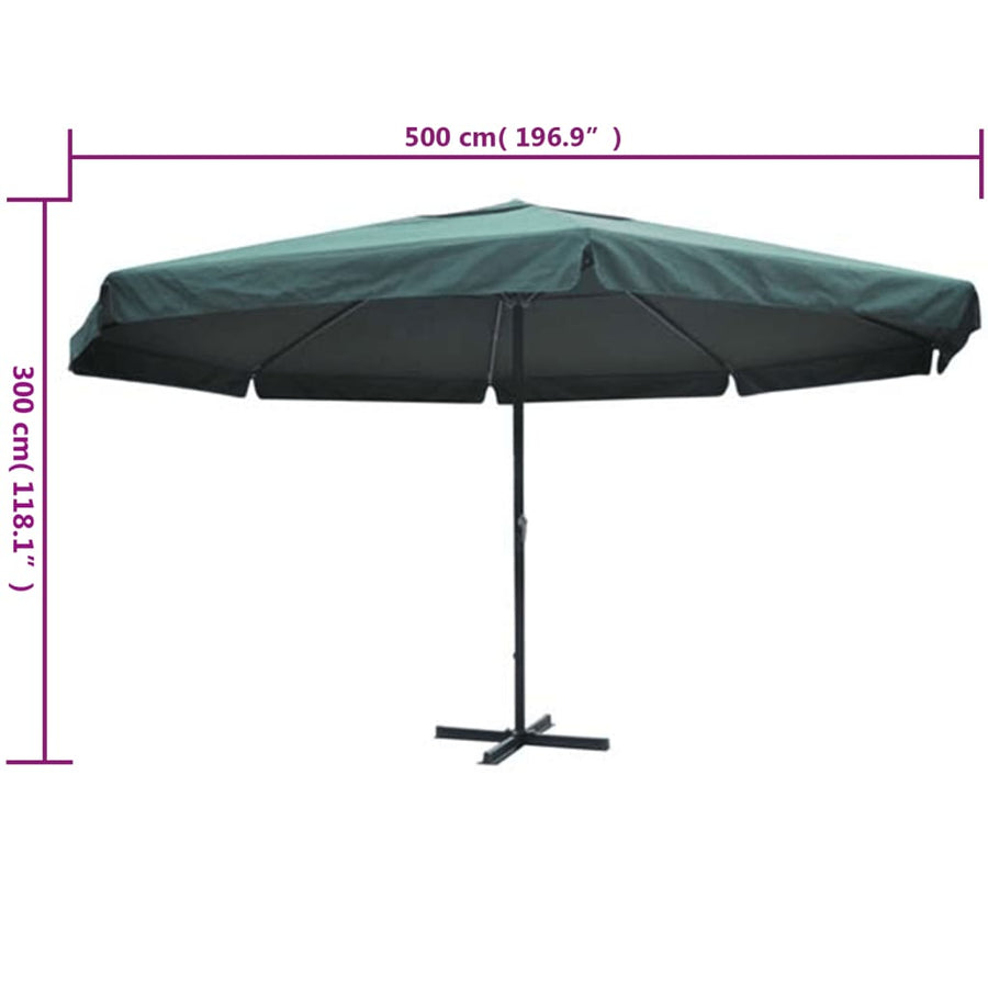 Parasol Green Aluminium 500 cm