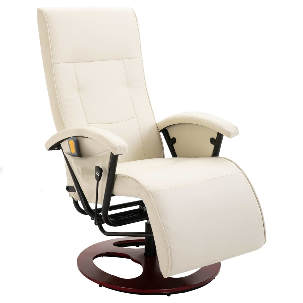 Massage Chair Cream White Faux Leather