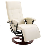 Massage Chair Cream White Faux Leather - Front View