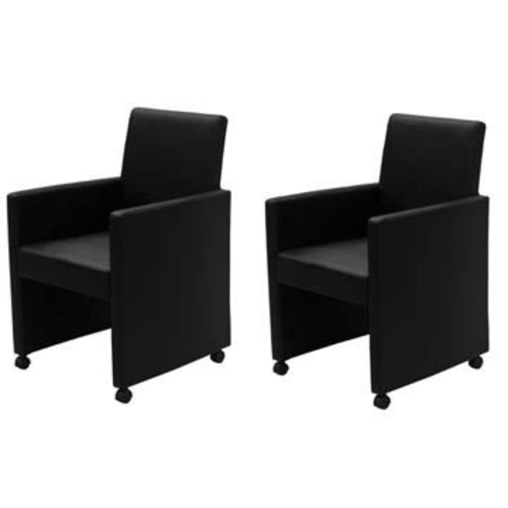 Dining Chairs 2 pcs Black Faux Leather