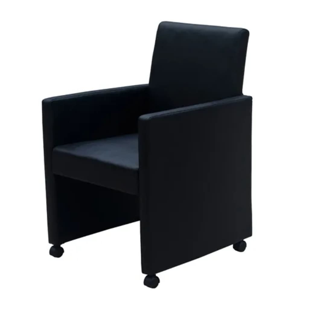 Dining Chairs 2 pcs Black Faux Leather